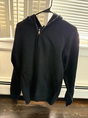 Men's Black Zip-Up Hooded Sweater
